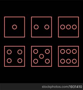 Neon dice nubes icon black color in circle outline vector illustration red color vector illustration flat style light image. Neon dice nubes icon black color in circle red color vector illustration flat style image