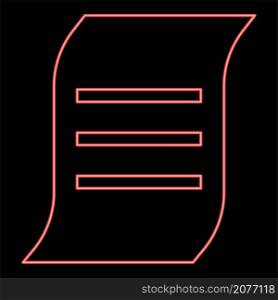 Neon document red color vector illustration image flat style light. Neon document red color vector illustration image flat style