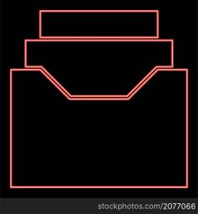 Neon documents archieve or drawer red color vector illustration image flat style light. Neon documents archieve or drawer red color vector illustration image flat style