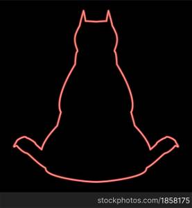 Neon dog from back view red color vector illustration flat style light image. Neon dog from back view red color vector illustration flat style image