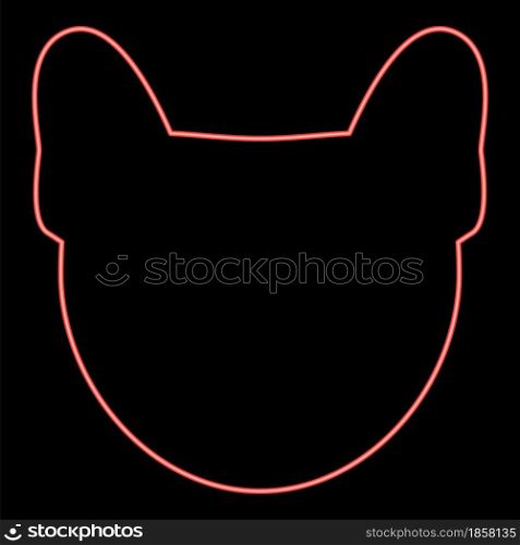 Neon dog head red color vector illustration flat style light image. Neon dog head red color vector illustration flat style image