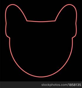 Neon dog head red color vector illustration flat style light image. Neon dog head red color vector illustration flat style image