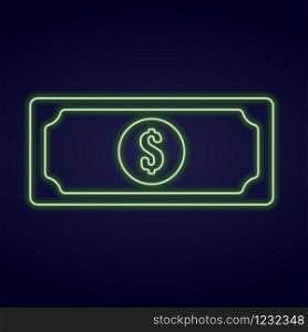 neon dollar money sign cash stock vector illustration