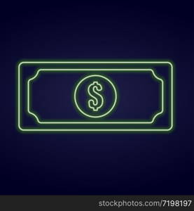 neon dollar money sign cash stock vector illustration