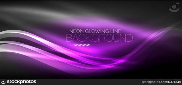 Neon elegant smooth wave lines digital abstract background. Neon elegant smooth wave lines vector digital abstract background
