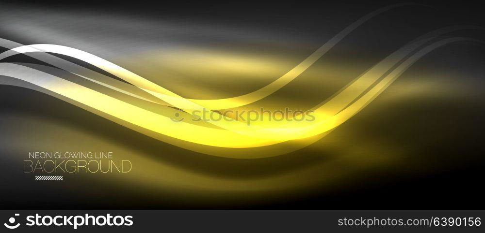 Neon elegant smooth wave lines digital abstract background. Neon elegant smooth wave lines vector digital abstract background