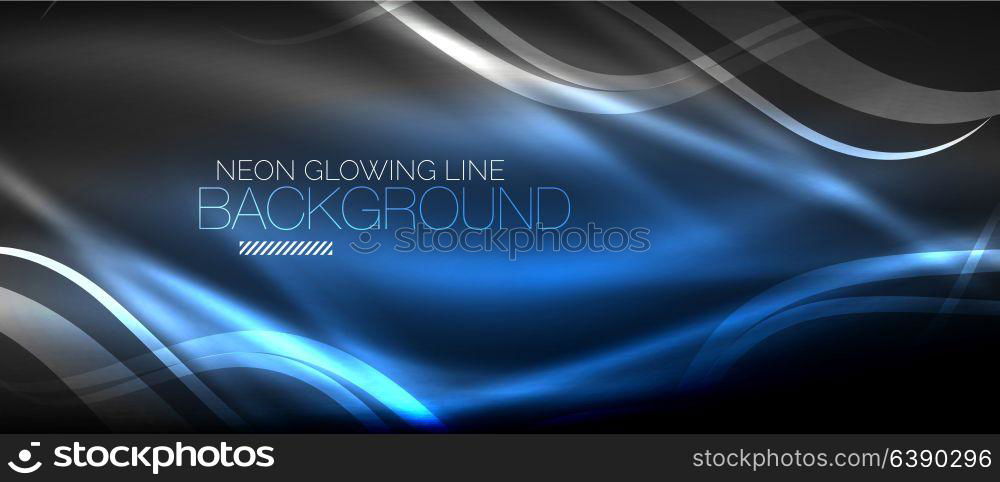 Neon elegant smooth wave lines digital abstract background. Neon elegant smooth wave lines vector digital abstract background