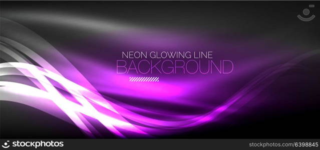 Neon elegant smooth wave lines digital abstract background. Neon elegant smooth wave lines vector digital abstract background