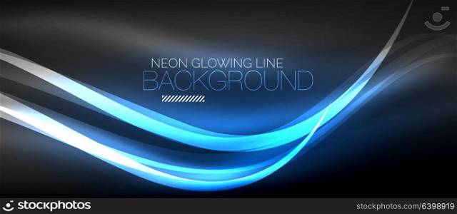 Neon elegant smooth wave lines digital abstract background. Neon elegant smooth wave lines vector digital abstract background
