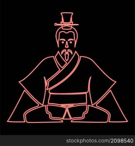 Neon emperor of china black red color vector illustration image flat style light. Neon emperor of china black red color vector illustration image flat style