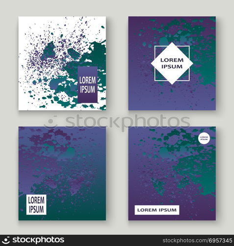 Neon explosion paint splatter artistic cover design. Fluid violet gradient dust splash texture background. Trendy creative template vector Cover Report Catalog Brochure Flyer Product