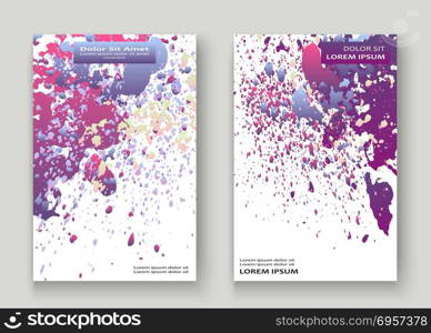 Neon explosion paint splatter artistic cover design. Fluid violet gradient dust splash texture background. Trendy creative template vector Cover Report Catalog Brochure Flyer Product