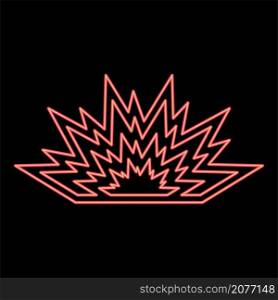 Neon explosion red color vector illustration image flat style light. Neon explosion red color vector illustration image flat style