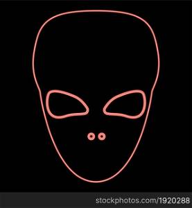 Neon extraterrestrial alien face or head red color vector illustration flat style light image. Neon extraterrestrial alien face or head red color vector illustration flat style image