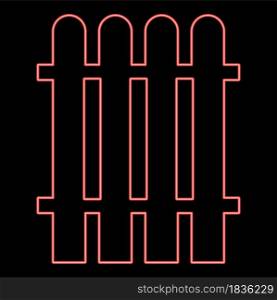 Neon fence red color vector illustration flat style light image. Neon fence red color vector illustration flat style image