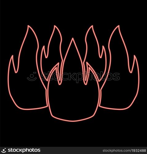 Neon fire red color vector illustration flat style light image. Neon fire red color vector illustration flat style image