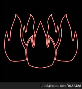 Neon fire red color vector illustration flat style light image. Neon fire red color vector illustration flat style image