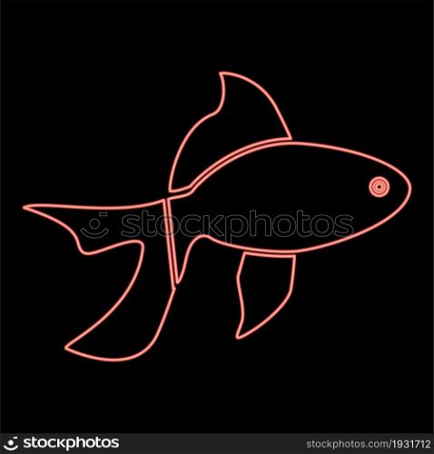 Neon fish red color vector illustration flat style light image. Neon fish red color vector illustration flat style image