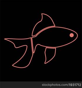 Neon fish red color vector illustration flat style light image. Neon fish red color vector illustration flat style image