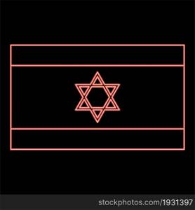 Neon flag of israel icon black color in circle outline vector illustration red color vector illustration flat style light image. Neon flag of israel icon black color in circle red color vector illustration flat style image