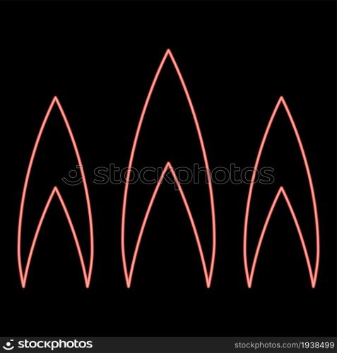 Neon flame of fire red color vector illustration flat style light image. Neon flame of fire red color vector illustration flat style image