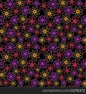 Neon flowers, seamless pattern