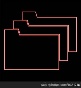 Neon folders red color vector illustration flat style light image. Neon folders red color vector illustration flat style image