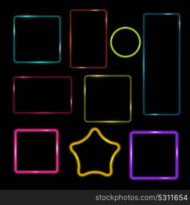Neon Frame, Buttons on Checkered Abstract Transparent Background. Vector Illustration. EPS10. Neon Frame, Buttons on Checkered Abstract Transparent Backgrou