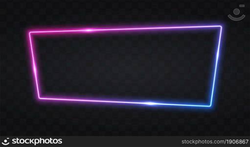Neon frame for your design. Lights sign. abstract neon background for signboard or billboard. Geometric glow outline shape or laser glowing lines. Vector illustration.. Neon frame for your design
