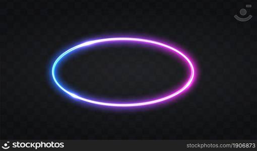 Neon frame for your design. neon ellipse lights sign. abstract neon background for signboard or billboard. Geometric glow outline shape or laser glowing lines. Vector illustration.. Neon frame for your design