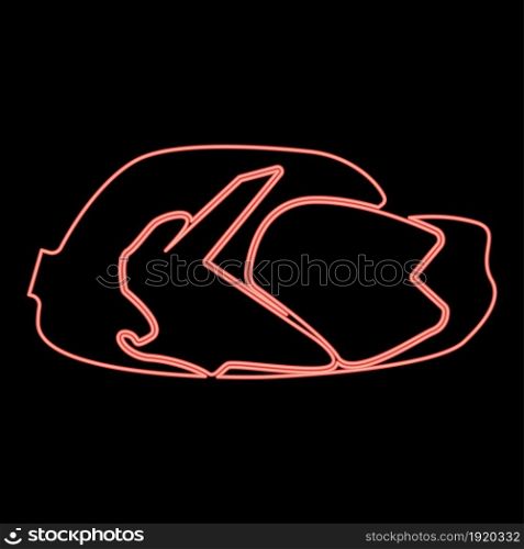 Neon fried chicken dish red color vector illustration flat style light image. Neon fried chicken dish red color vector illustration flat style image