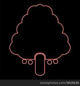 Neon fruit tree red color vector illustration flat style light image. Neon fruit tree red color vector illustration flat style image