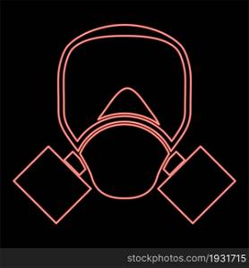 Neon gas mask red color vector illustration flat style light image. Neon gas mask red color vector illustration flat style image