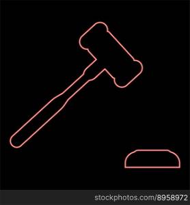 Neon gavel Hammer judge and anvil auctioneer concept red color vector illustration image flat style light. Neon gavel Hammer judge and anvil auctioneer concept red color vector illustration image flat style