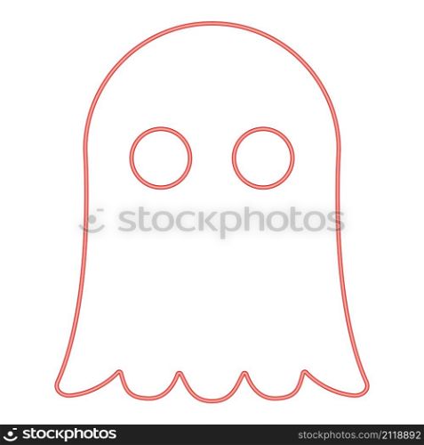 Neon ghost red color vector illustration image flat style light. Neon ghost red color vector illustration image flat style