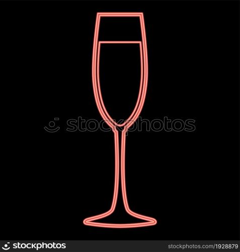 Neon glass of champagne icon black color in circle outline vector illustration red color vector illustration flat style light image. Neon glass of champagne icon black color in circle red color vector illustration flat style image