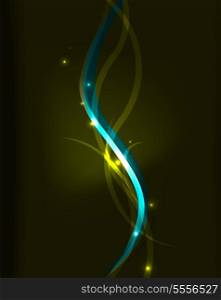 Neon glowing lines with glittering abstract background