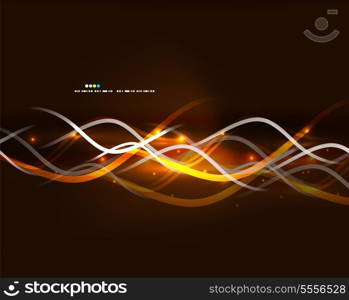 Neon glowing lines with glittering abstract background