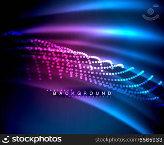 Neon glowing techno lines, hi-tech futuristic abstract background template with square shapes. Neon glowing techno lines, hi-tech futuristic abstract background template with square shapes. Vector illustration