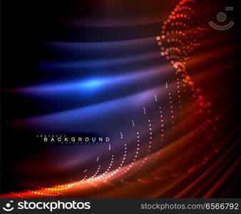 Neon glowing techno lines, hi-tech futuristic abstract background template with square shapes. Neon glowing techno lines, hi-tech futuristic abstract background template with square shapes. Vector illustration