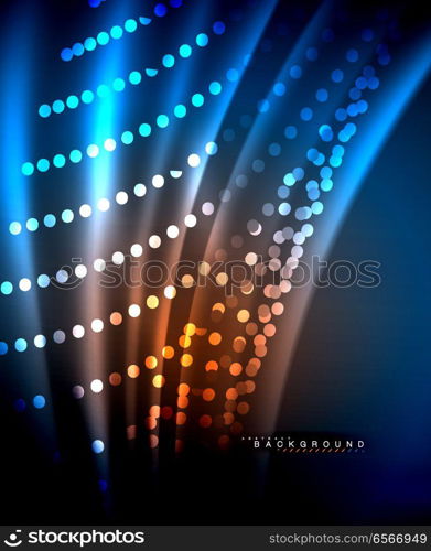 Neon glowing techno lines, hi-tech futuristic abstract background template with square shapes. Neon glowing techno lines, hi-tech futuristic abstract background template with square shapes. Vector illustration