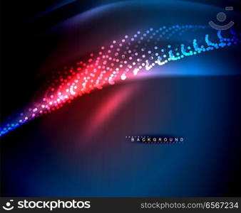 Neon glowing techno lines, hi-tech futuristic abstract background template with square shapes. Neon glowing techno lines, hi-tech futuristic abstract background template with square shapes. Vector illustration