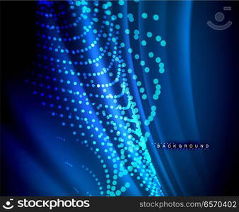 Neon glowing techno lines, hi-tech futuristic abstract background template with square shapes. Neon glowing techno lines, hi-tech futuristic abstract background template with square shapes. Vector illustration