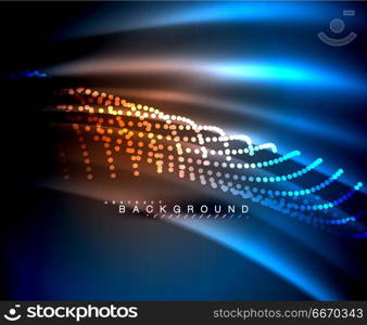 Neon glowing techno lines, hi-tech futuristic abstract background template with square shapes. Neon glowing techno lines, hi-tech futuristic abstract background template with square shapes. Vector illustration