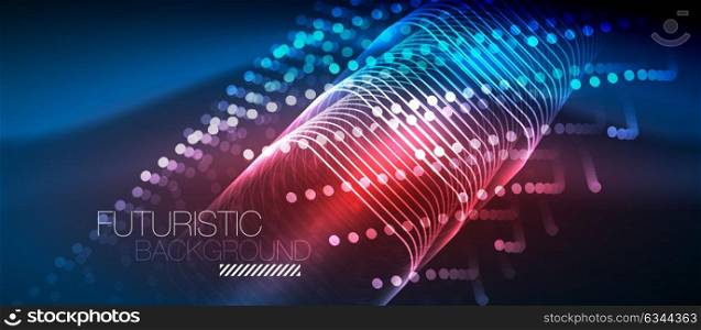 Neon glowing techno lines. Neon glowing techno lines, hi-tech futuristic abstract background template with square shapes