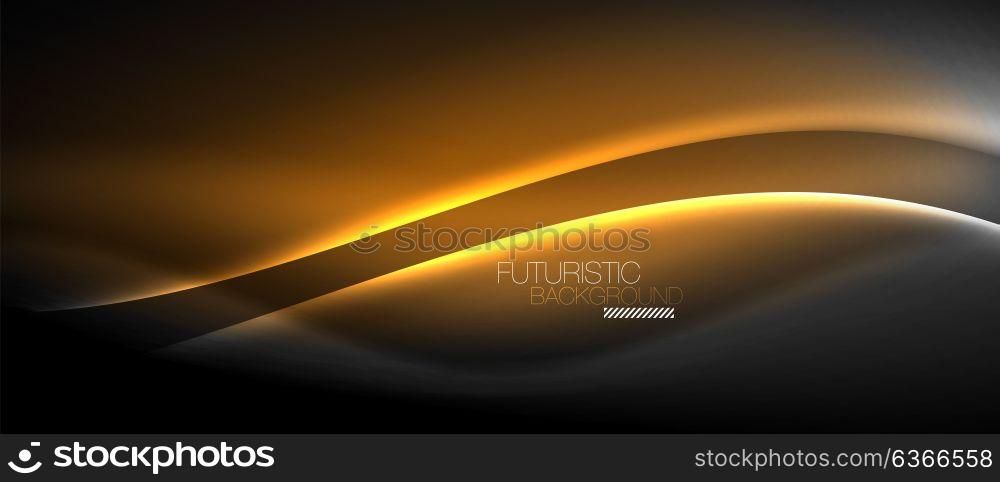 Neon glowing wave, magic energy and light motion background. Neon glowing wave, magic energy and light motion background. Vector wallpaper template