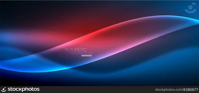 Neon glowing wave, magic energy and light motion background. Neon glowing wave, magic energy and light motion background. Vector wallpaper template