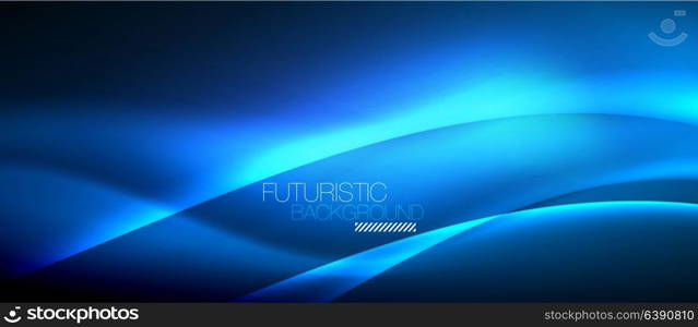 Neon glowing wave, magic energy and light motion background. Neon glowing wave, magic energy and light motion background. Vector wallpaper template