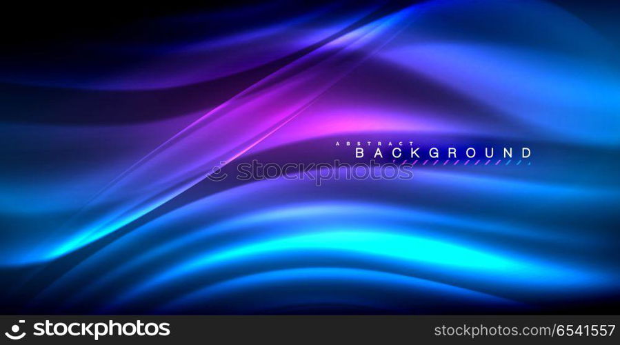 Neon glowing wave, magic energy and light motion background. Neon glowing wave, magic energy and light motion background. Vector illustration