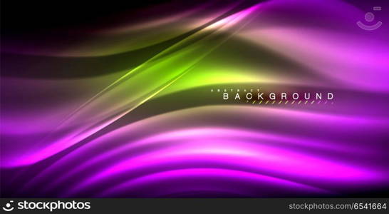 Neon glowing wave, magic energy and light motion background. Neon glowing wave, magic energy and light motion background. Vector illustration